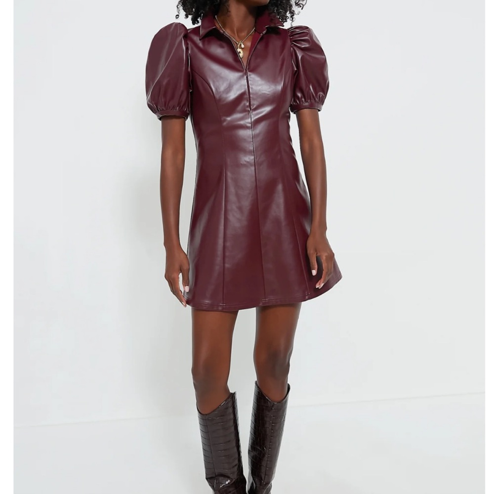 Tuckernuck Burgundy Faux Leather Mini Dress
